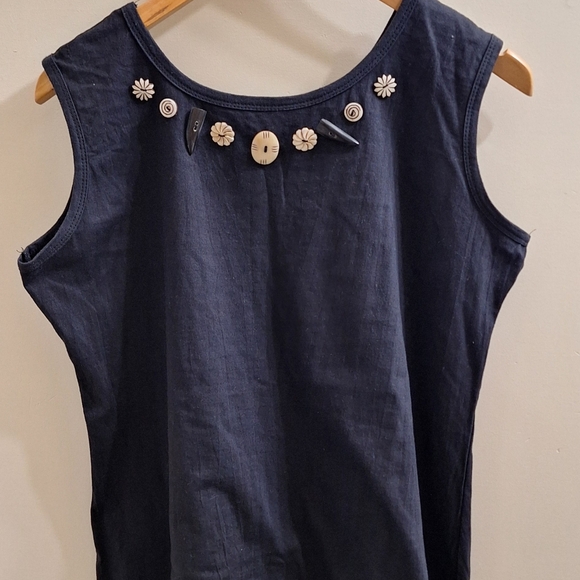 Leopards & Roses Sleeveless black cotton top t-shirt tunic XL - Picture 4 of 12